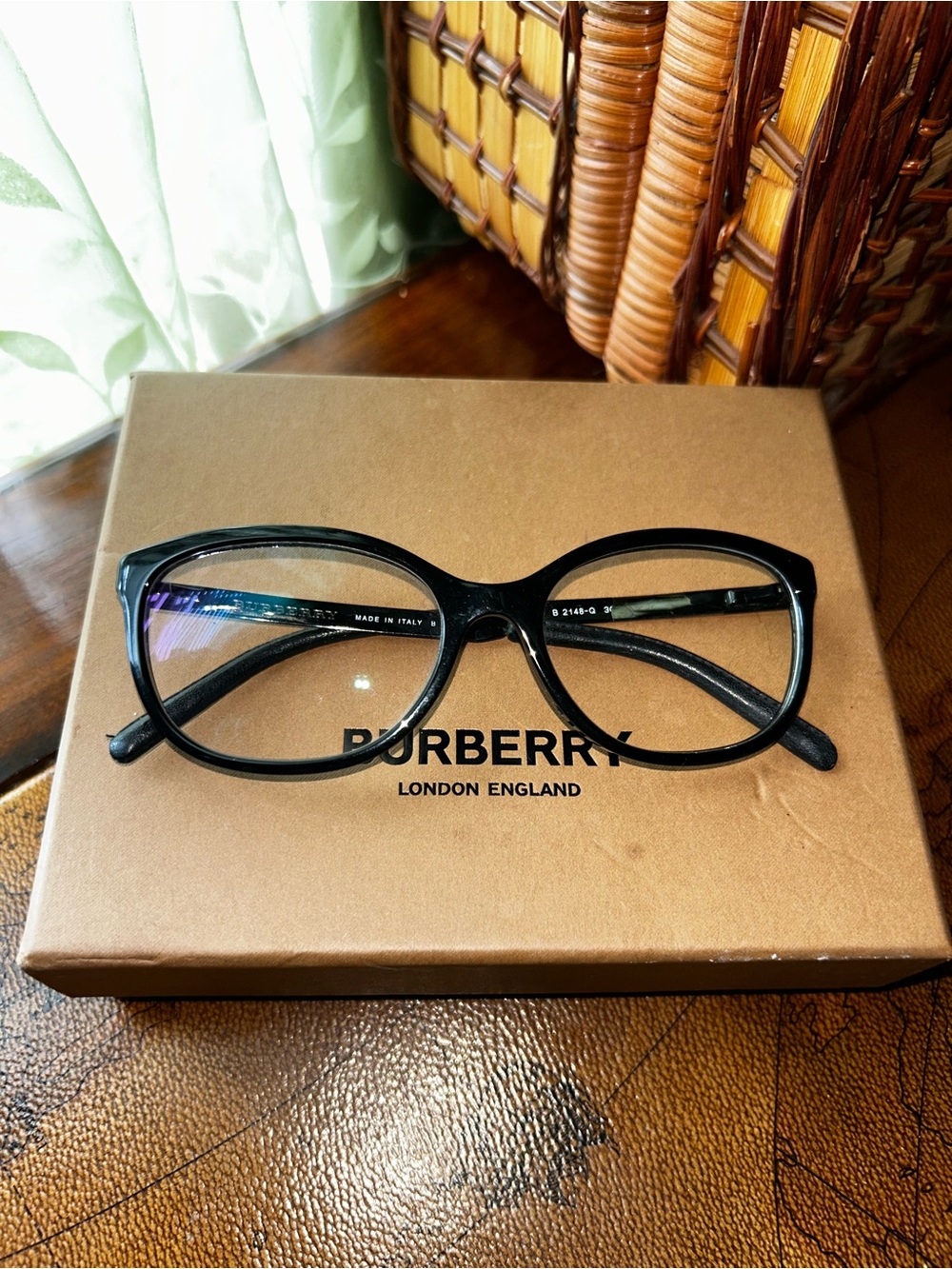 Burberry Black Acetate Wayfarer Glasses B 2148 Q 3001 3428 34▪️17 140 -Used-